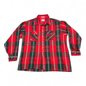 Vintage Van Heusen Shirt Adult EXTRA LARGE Red Plaid Flannel 417 Lumberjack 90s